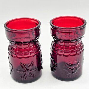 Ruby Red Mosser Glass Juice Glass Pair 4 Seasons MCM Barware
